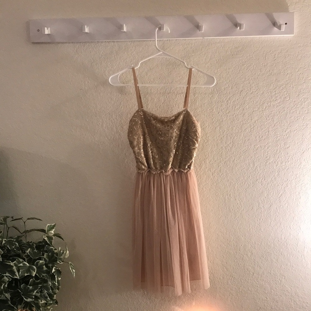 Light pink tulle and sequin dress